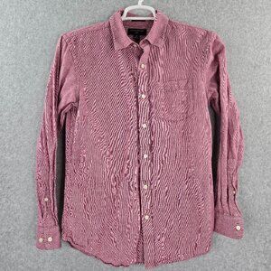 Banana Republic Linen Shirt Mens Medium Red Slim Fit Long Sleeve Preppy Button